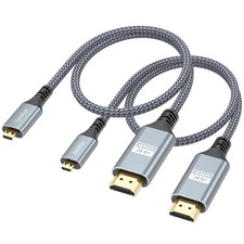 Micro HDMI to HDMI Cable 1FT 2-Pack, 4K HDMI to Micro HDMI Cable