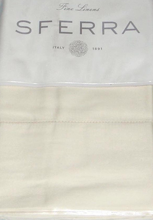 Sferra Fiona Ivory King Luxury Pillowcases Pair Cotton Sateen Made in Italy New
