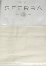 Sferra Fiona Ivory King Luxury Pillowcases Pair Cotton Sateen Made in Italy New