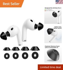 Secure Fit Memory Foam Ear Tips for AirPods Pro 3 2025 - Assorted Sizes, Black
