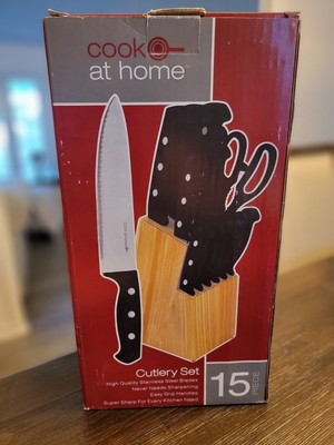 NEW Cook At Home Cutlery Set 15 Pieces High Quality Stainless Steel Blades Block