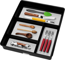 4 Compartment Drawer Organizer, Multi Purpose Storage for Utensils, Office Tools