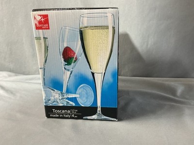 Vintage Italian Bormioli Rocco Toscana Champagne Flutes Glass Set Of 4