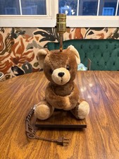 Vintage 1980's ADI Brown Teddy Bear Lamp *WORKS* No Lamp Shade