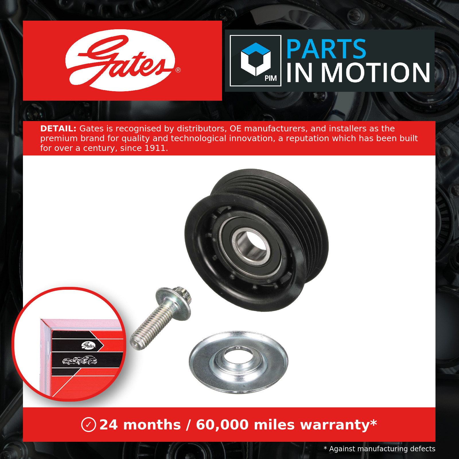 GATES T36261 Deflection/Guide Pulley, V-ribbed belt for CADILLAC,FIAT,FORD,OPEL, - Image 13
