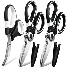Food Grade Kitchen Scissors All Purpose 3 Pack - Heavy Duty Stainless Steel C...