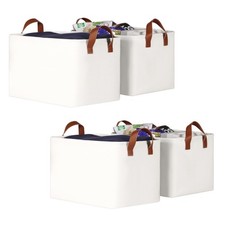 Storage Baskets For Organizing Fabric Storage Bins For Shelves With Leather Hand