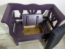 Purple Pine Settle Bench With Storage Traditional Hungarian Style Bench Tartan