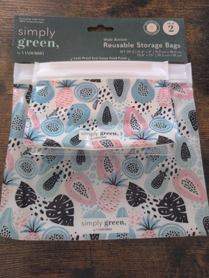 #ad #ad New Simply Green Reusable Sandwich Bags Pineapple 9quot; x 8quot; BPA Free 2 Pk $5.98