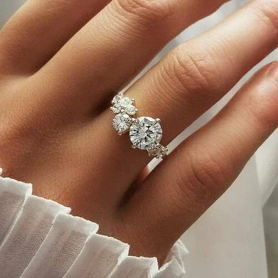 2.50 Ct Round Cut Simulated Diamond Women Engagement Ring 14k White Gold Plated