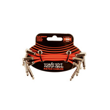 Ernie Ball Flat Ribbon 3 Inch Angled Pedal Patch Cables, Pack of 3, Red P06401