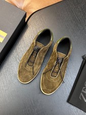 Green ZEGNA Triple Low-Top  Leather & Suede U...