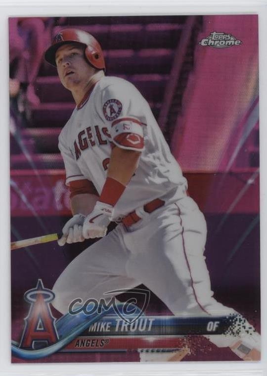 2018 Topps Chrome Pink Refractor Mike Trout #100 0jk5
