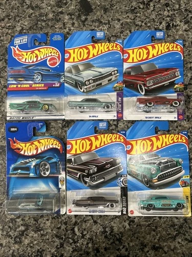 Hot Wheels Vintage Chevy’s Impala Lot Of 6 Different Stripping Colors Low Riders