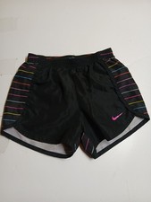 Nike dri fit black multicolor stripe lined active shorts large 6x 6-7 girls