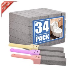 34 Pack Eco-Friendly Pumice Cleaning Sticks with Universal Handles for Toilets