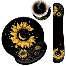 Mouse Pad Wrist Support and Keyboard Rest Medium, Sunflower Moon Star