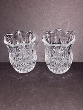 2 PRINCESS HOUSE Royal Highlights Lead Crystal Votive Candle Holder w/ Tea light