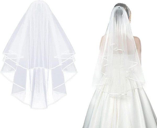 Brautschleier, Schleier Kurz Bridal TüLl Mit Kamm TüLl Braut Hochzeit-image
