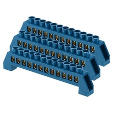 3 Pcs Terminal Ground Bar, 12 Positions Terminal Bus Bar, 8x16mm, Blue