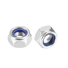 M8 x1.25mm Nylon Insert Hex Lock Nuts, Carbon Steel White Zinc Plated, 20 Pcs