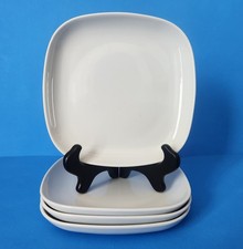 (4) IKEA of Sweden White Square 7" Porcelain Salad Dessert Plates 17208 Turkey