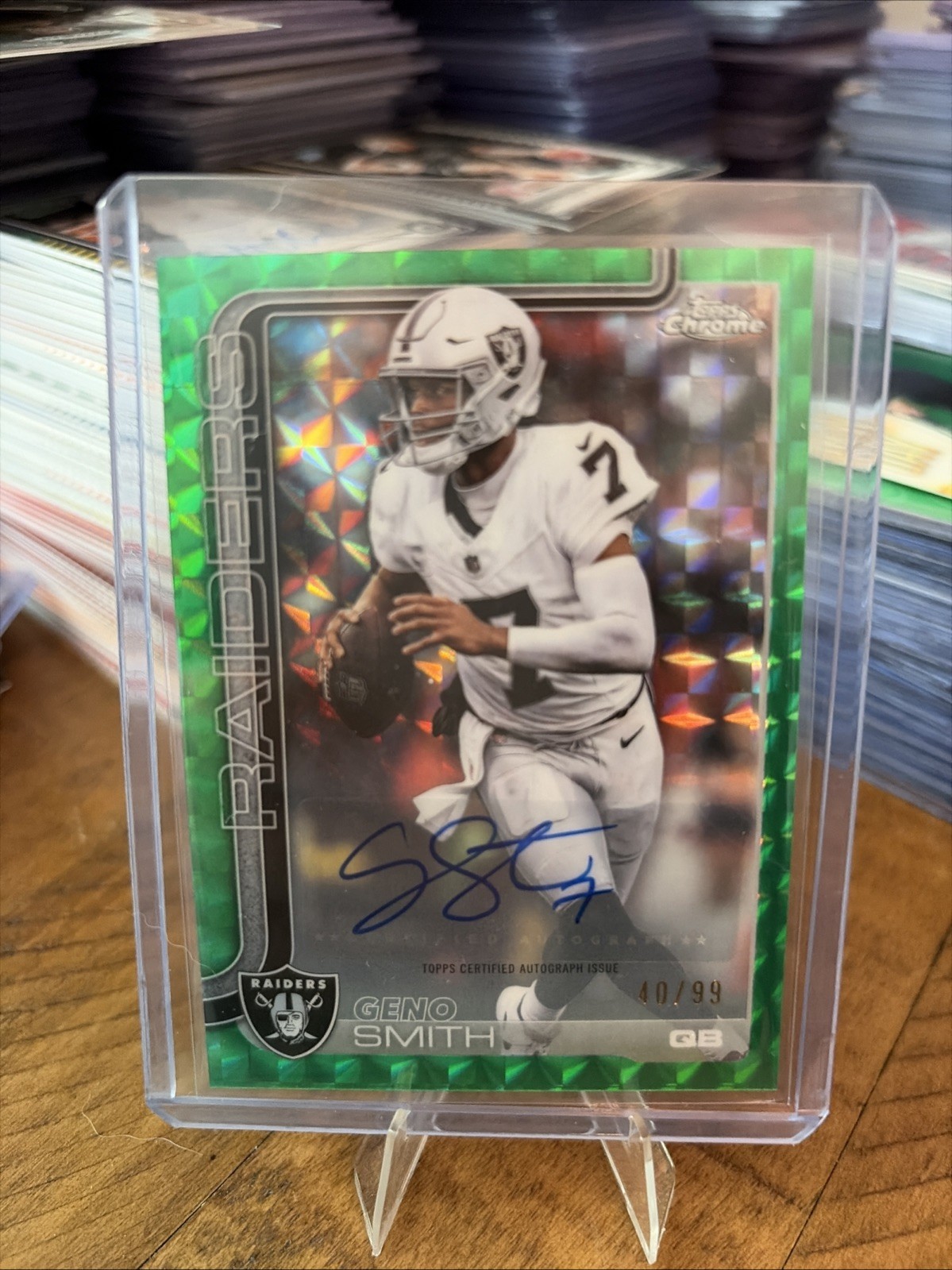 2025 Topps Chrome - Autographs Geno Smith #BA-GS Green Lava Refractor /99 (AU)