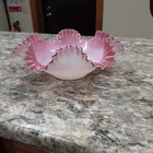 Fenton Pink Silver Crest Ruffled Bowl