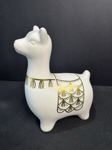 Ceramic Llama Alpaca Figurine 8" Peruvian Style Pottery Folk Art Style