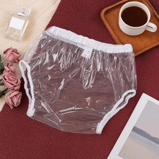 Clear Adult Waterproof TPU Incontinence Pants Reusable Plastic Diaper Cover