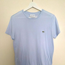 Lacoste Men's Regular Fit Light Blue Crew Neck Logo T-Shirt Pima Cotton S