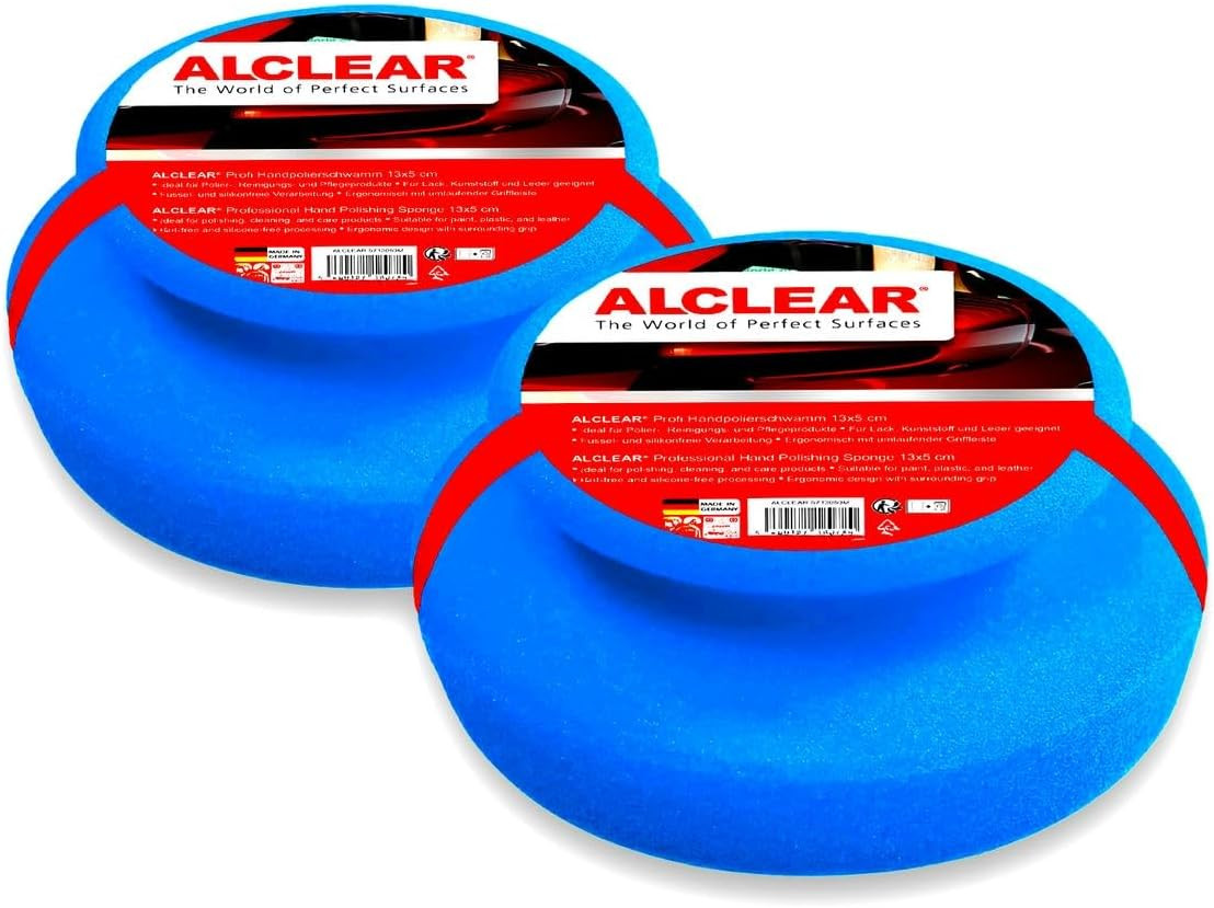 ALCLEAR 5713050M_2 Hand Polishing Sponge 2-Pack, Car Polishing Sponge for Paint