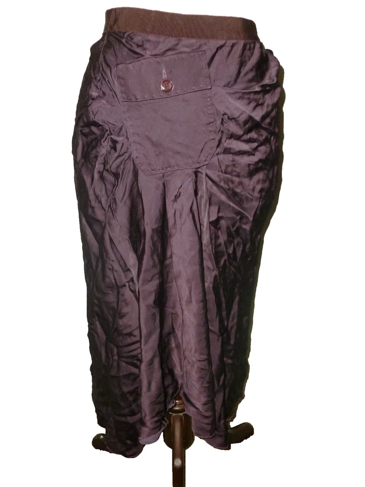 MOSCHINO Rayon Knit Flare Burgundy Pocket Skirt sz 8 - Image 2 of 4