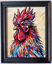 Kempff 11X14 ROOOSTER Original Abstract Expressionist Painting Acrylic