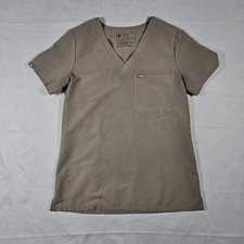 Figs Womens XS Catarina One Pocket Scrub Top Beige Khaki