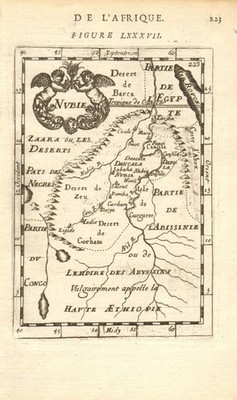 NUBIEN. ''Nubie''. Niltal. Sudan Äthiopien Ägypten. MALLET 1683 alte antike Landkarte