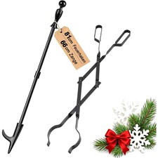 Amagabeli Kaminzange Set 2-teilig Feuerzange Schürhaken schwarz