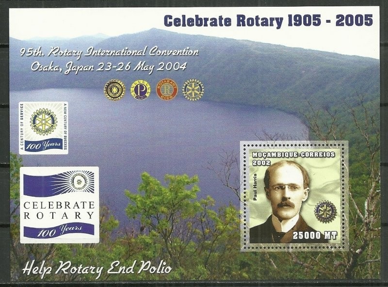 2002 Mozambique 1613a Paul Henry Rotary 100th Anniv. MNH S/S