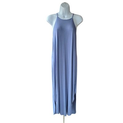 She + Sky Maxi Dress Womens S Periwinkle Blue High Neck Boho Coastal Minimalist