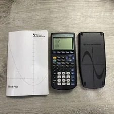 Texas Instruments TI-83 Plus Graphing Calculator w/Cover & Manual Tested Works🔥