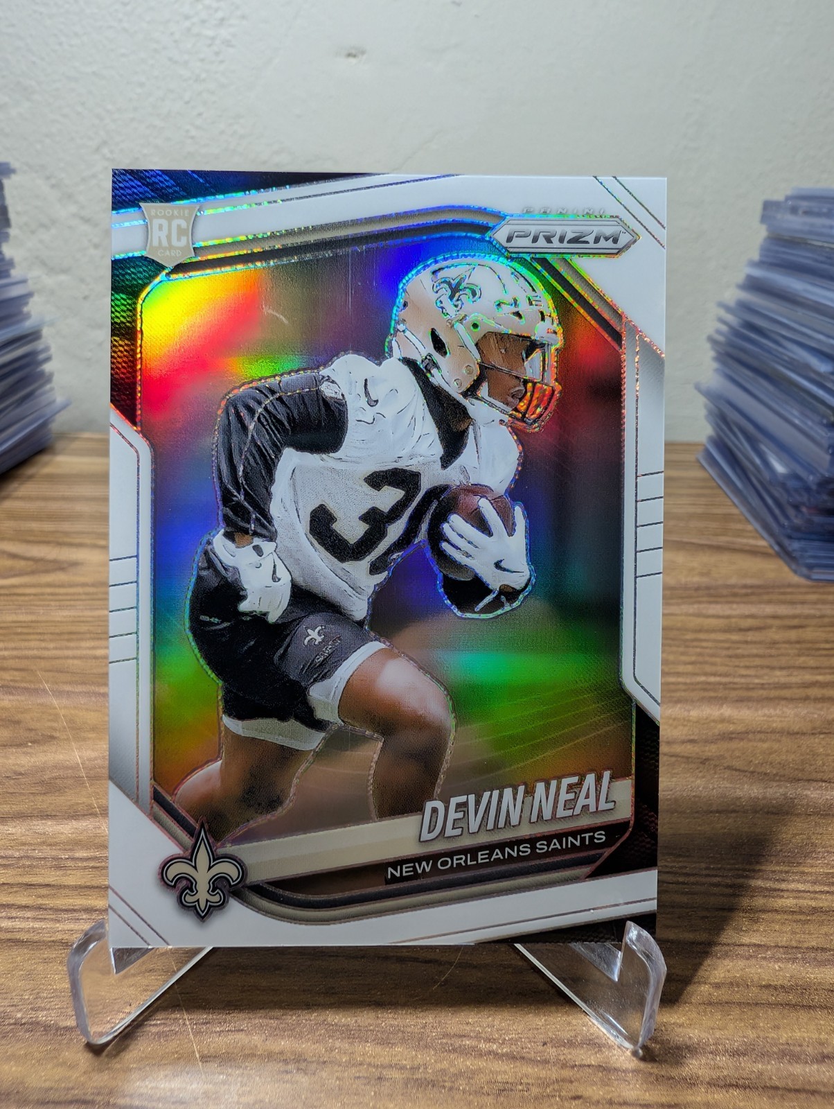 2025 Panini Prizm Devin Neal White Prizm /35 SSP #393 RC Saints Rookie