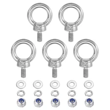 5Pcs M6 x 11mm 304 Stainless Steel Lifting Shoulder Eye Bolt with Nuts Washers