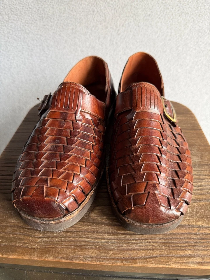 Sunsteps Shoes Mens 9 Brown Leather Hand Woven - Image 4 of 4