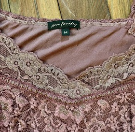  Ann Ferriday Vintage Lace Corset Top M Dusty Mauve Brown 