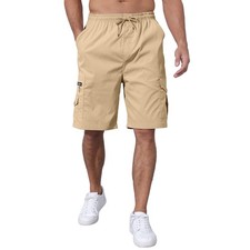 Men's Cargo Shorts Elastic Waist Outdoor Relaxed Fit Sport Shorts Jogger Swea...