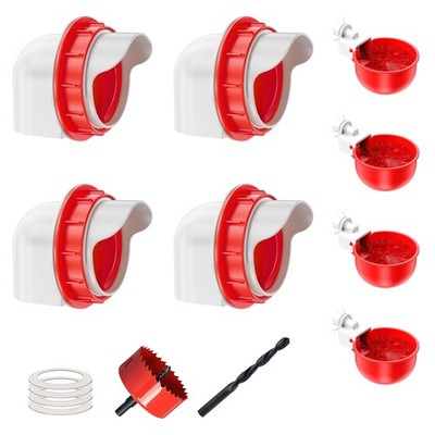 ZenxyHoC Chicken Feeders and Waterers, No Waste Chicken Feeder 4 Ports and Wa...