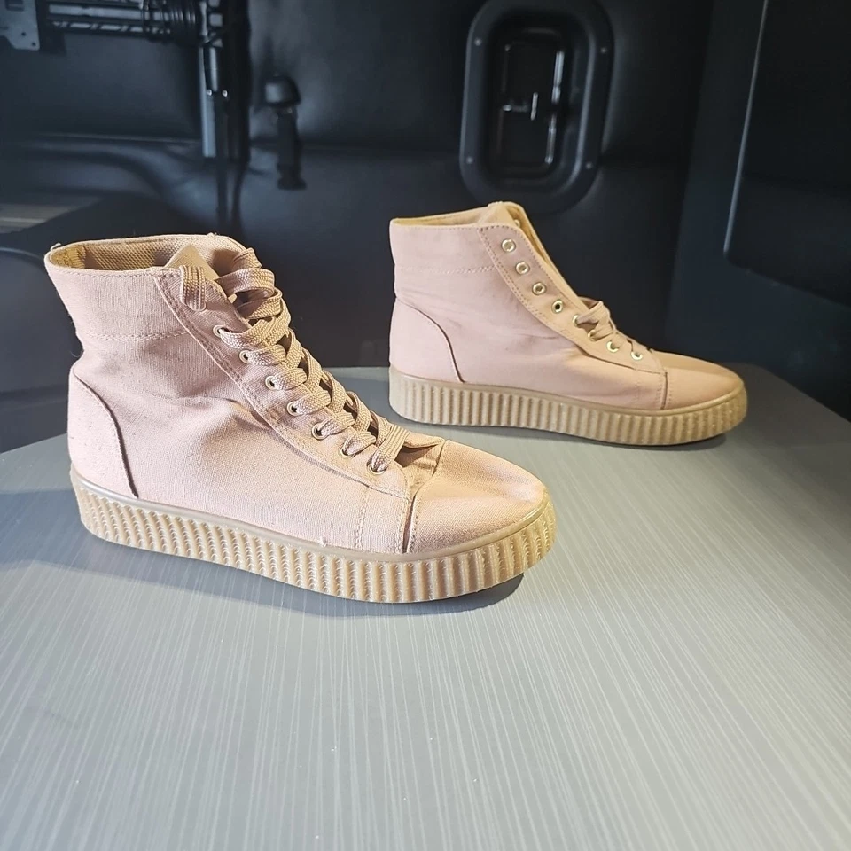 Zapatillas altas de lona Qupid para mujer en rosa malva talla 7,5 de EE. UU. NUEVAS SIN ETIQUETAS/NUEVAS SIN CAJA Foto 4 de 4