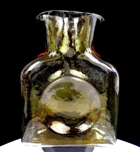 BLENKO ART GLASS AMBER TEXTURED DOUBLE SPOUT 8 1/4" WATER BOTTLE / CARAFE - Zdjęcie 1 z 10