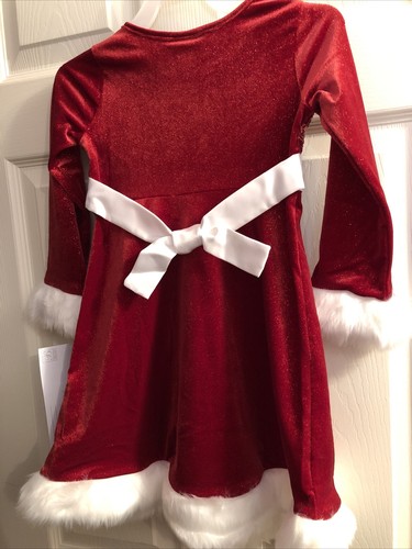 NWT~ Girls Size 10 Bonnie Jean Red Stretchy Sequin Bodice Dress Christmas Santa - Picture 6 of 9