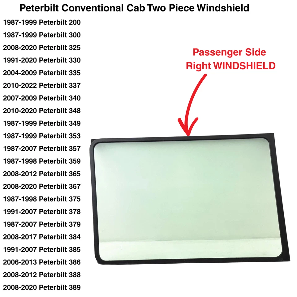 Fit Peterbilt 200 & 3-Series Passenger Right Side Front Windshield Window Glass Foto 2 de 3